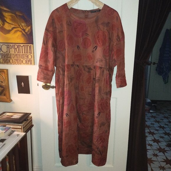 Gudrun Sjoden Simply Roses Midi Dress Sz M Winter 2019 - Picture 1 of 7